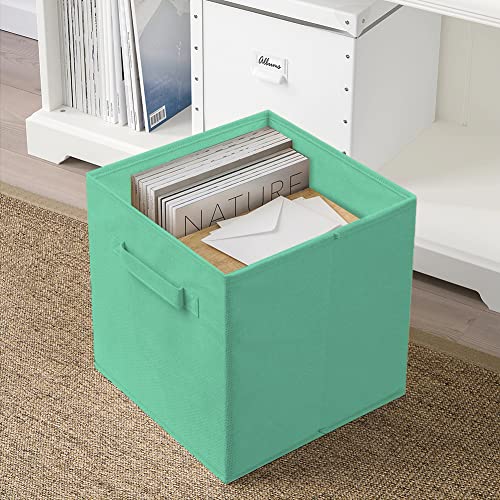 powerking Storage Bins, 2 Pack Foldable Fabric Storage Cubes And Cloth Storage Organizer Drawer for Closet And Toys Storage Mint Green - Image 2