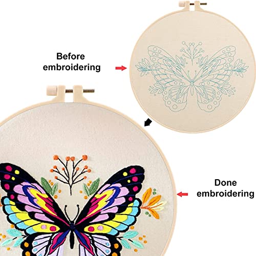 JEOPKO Cross Stitch Embroidery Kits Beginners Adults, Flower Butterfly Stamped Cross Stitch Kits, Full Range of Embroidery Starter Kit, cross stitch kits adults beginners , Tools Sewing Art Craft. - Image 4