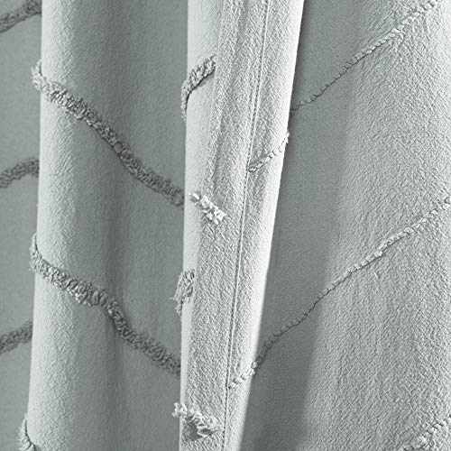 Lush Decor Pastel-Blue Chenille Chevron Window Curtain Panel Pair (84" x 40"), 40" W x 84" L (Pack of 2), Pastel Blue - Image 4