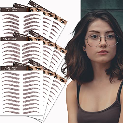 Eyebrow Tattoos Sticker 99 Pairs,Reddish Brown(Chocolate Color) Realistic Fake 4D Eyebrows Tattoo for Women,Eyebrow Transfers Sticker Waterproof and Long-Lasting