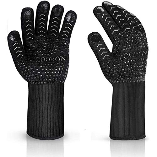ZOORON BBQ Gloves 1472°F Extreme Heat Resistant Grill Gloves Heat Proof Fireproof Gloves Oven Mitts Barbecue Gloves for Smoker,Grilling,Cooking,Baking