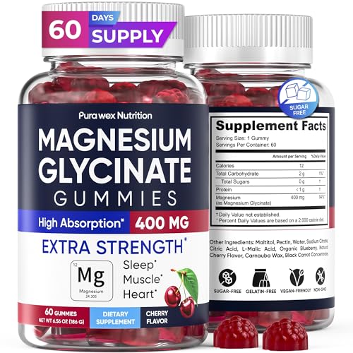 Magnesium Glycinate Gummies 400mg, Cherry, Sugar-Free (60 Count)