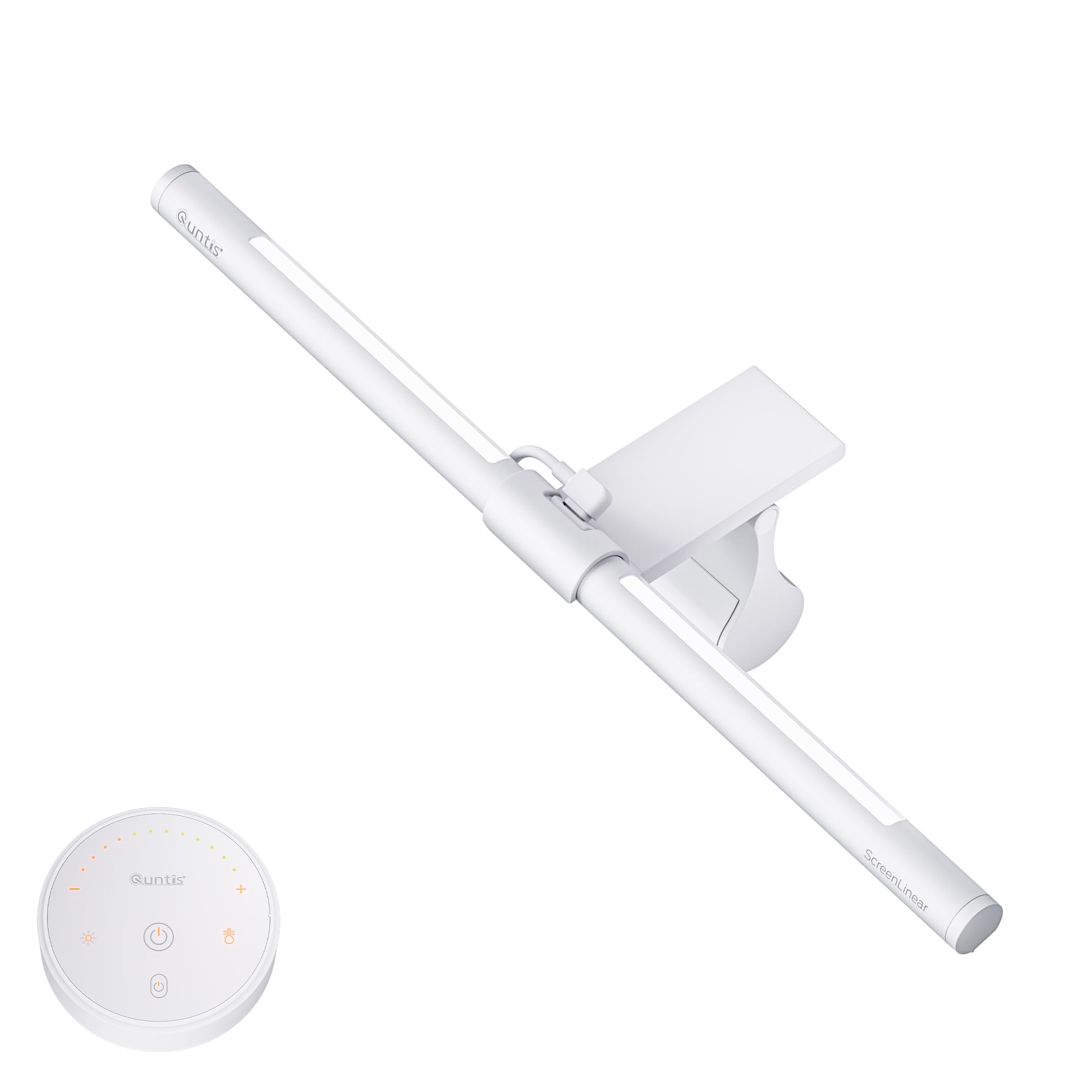 Quntis Lámpara Monitor de Escritorio Blanco, 3 Modos Iluminación, Iluminación Frontal/Ambiente,USB Lámpara Monitor con Control Remoto, 4 Temperaturas de Color, Ra≥95, Ideal para Oficina, Glow White - Blanco