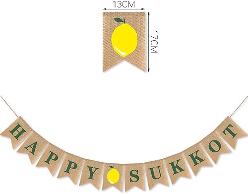 Miniatura 4 de SWYOUN Cartel de arpillera de Sukkot de Sukkah, suministros para fiestas judías, decoración de guirnalda