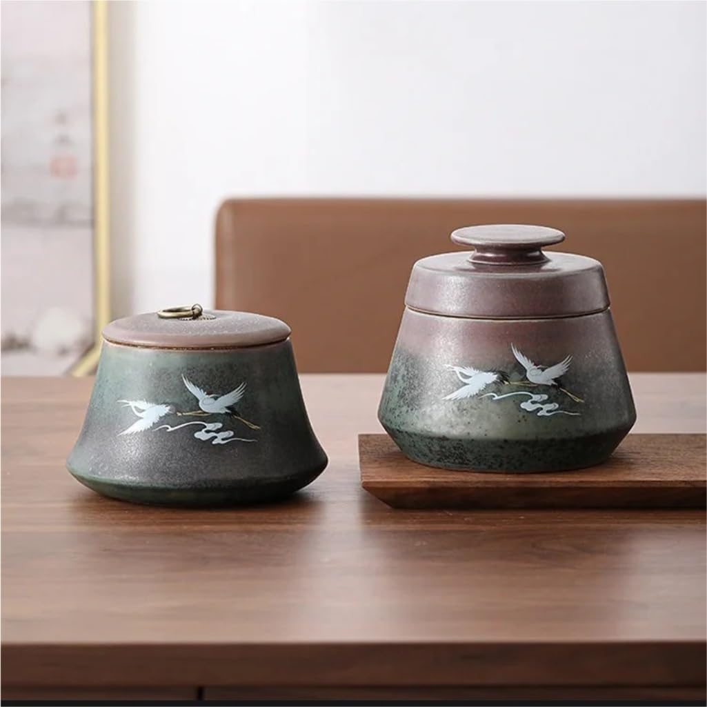 SONGCHAO Sugar Jar Ceramic Tea Jar Retro Loose Tea Storage Container Jar Chinese Tea Set Accessories Kitchen Storage Container Tea Canister (Color : A)
