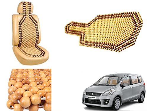 Image of Car Bead Seat Wooden Beads Cushion Cover Pad for Maruti Suzuki Ertiga Type 1, Acupressure Sitting Seat Cover | Cream Color - Pack of 1