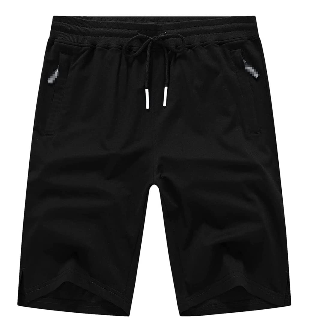 Męskie spodenki ze sznurkiem bawełniane slim fit elastyczne spodenki sportowe męskie codzienne spodnie dresowe do biegania odzież męska, Czarny, 38W