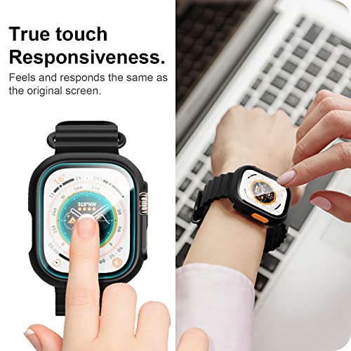 Image of 2 Pack Case with Tempered Glass Screen Protector for Apple Watch Ultra 49mm,JZK Slim Guard Bumper Full Coverage Hard PC Protective Cover Thin Case for iWatch Ultra 49mm Accessories,Black