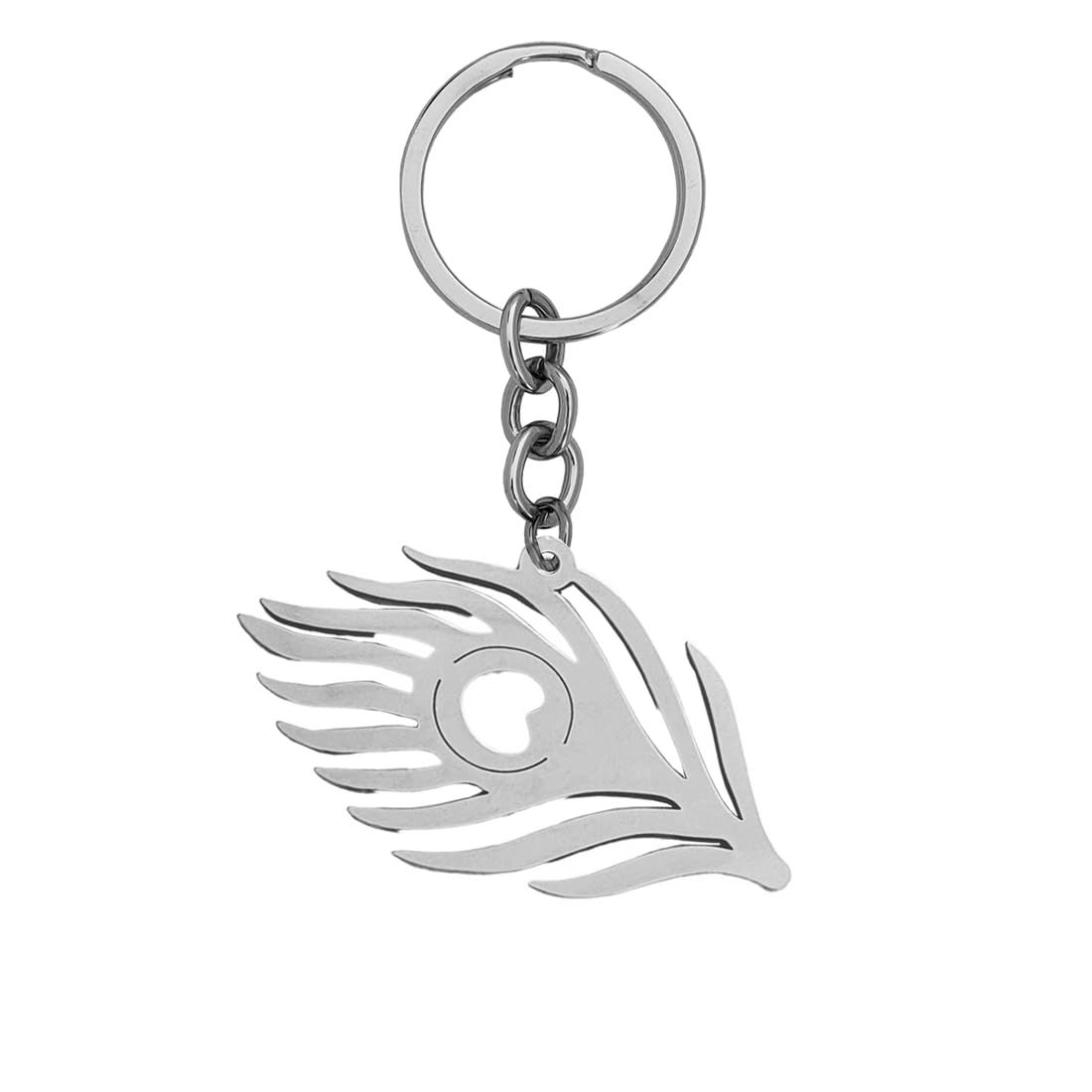 Peacock Feather key ring Bird Jewelry Peacock Accessories Silver Stainless Steel Keychain For Men And Women LCK905