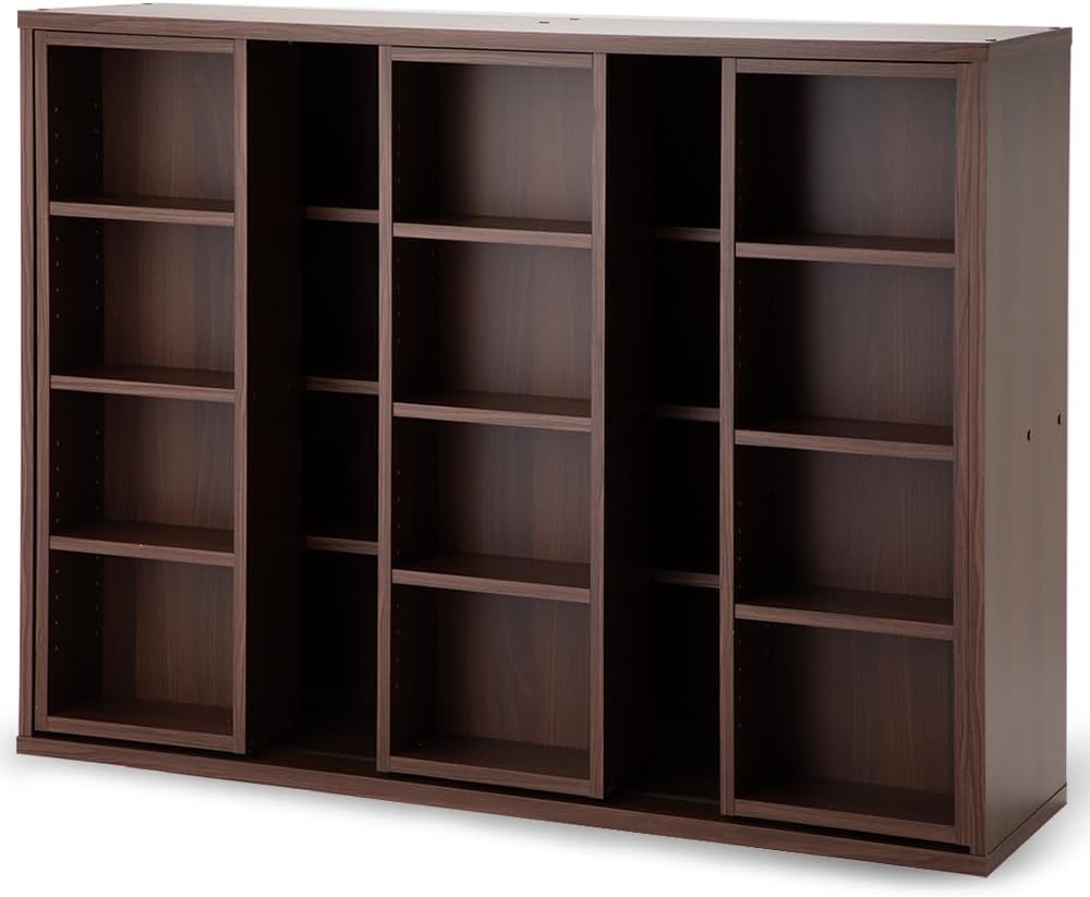 Amazon｜本棚 幅約120×奥行約34×高さ約92.2cm スライド棚 オープン