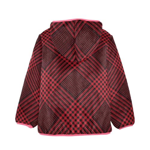 GuoChe Christmas Buffalo Plaid Black Red Toddler Fleece Jacket With Hood2