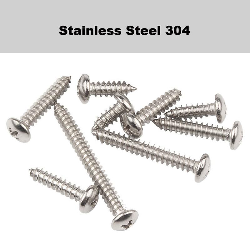 50 Pcs Self Tapping Screws, M3 x 8mm Multi Purpose Small Screw, 304 stainless steel, Phillips Pan Head Bolts for Wood, Drywall and Furniture