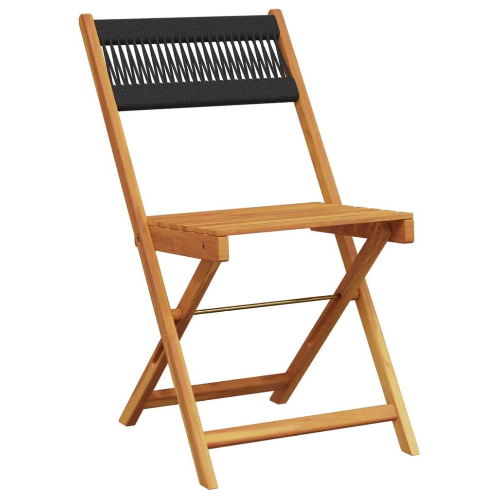 LAPOOH Ensemble de Bistro 3 pcs Noir polypropylène et Bois Massif,Ensemble Bar De Jardin,Ensemble De Bar D'Extérieur,Mobilier De Jardin