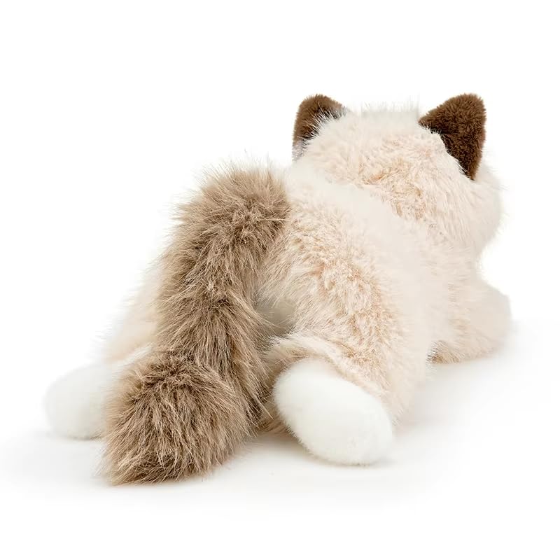 Niedliches Plüschtier Katze – Weiche Flauschige Simulation Ragdoll Kätzchen Puppe, Gefülltes Tier Kuschelkissen, Süßes Stofftier Geschenk für Mädchen & Kinder (Weiß,45cm)