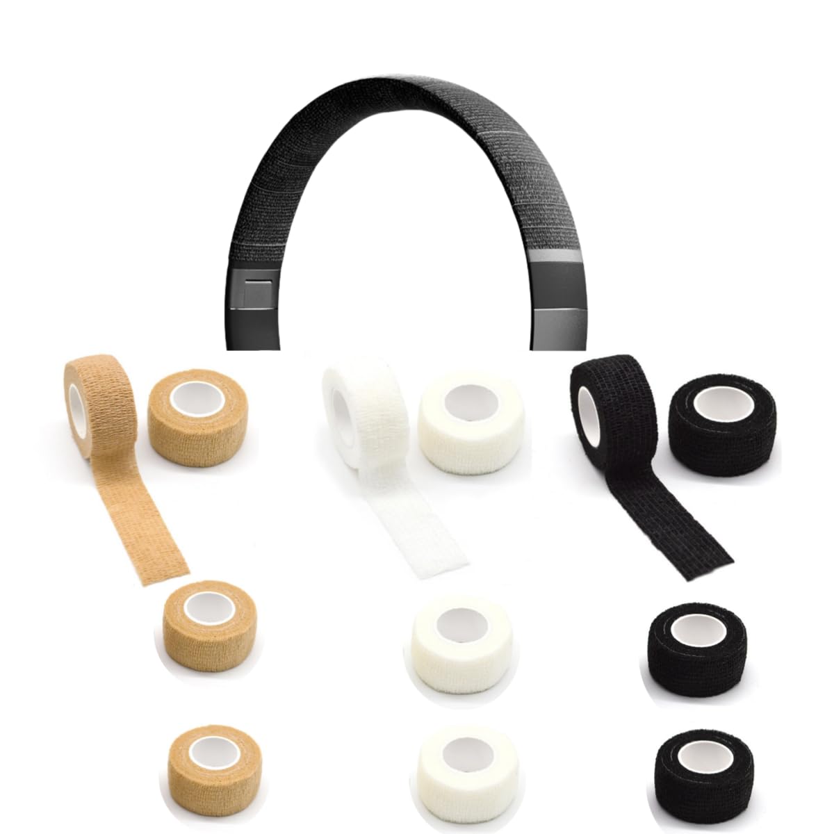 12 Pack On-Ear Headphones Headband Cover Protector Over-Ear Headphone Band Covers Protective Wrap for Wireless Headphones Bluetooth On-Ear Headset Kids Headphones Wired Gaming Headset