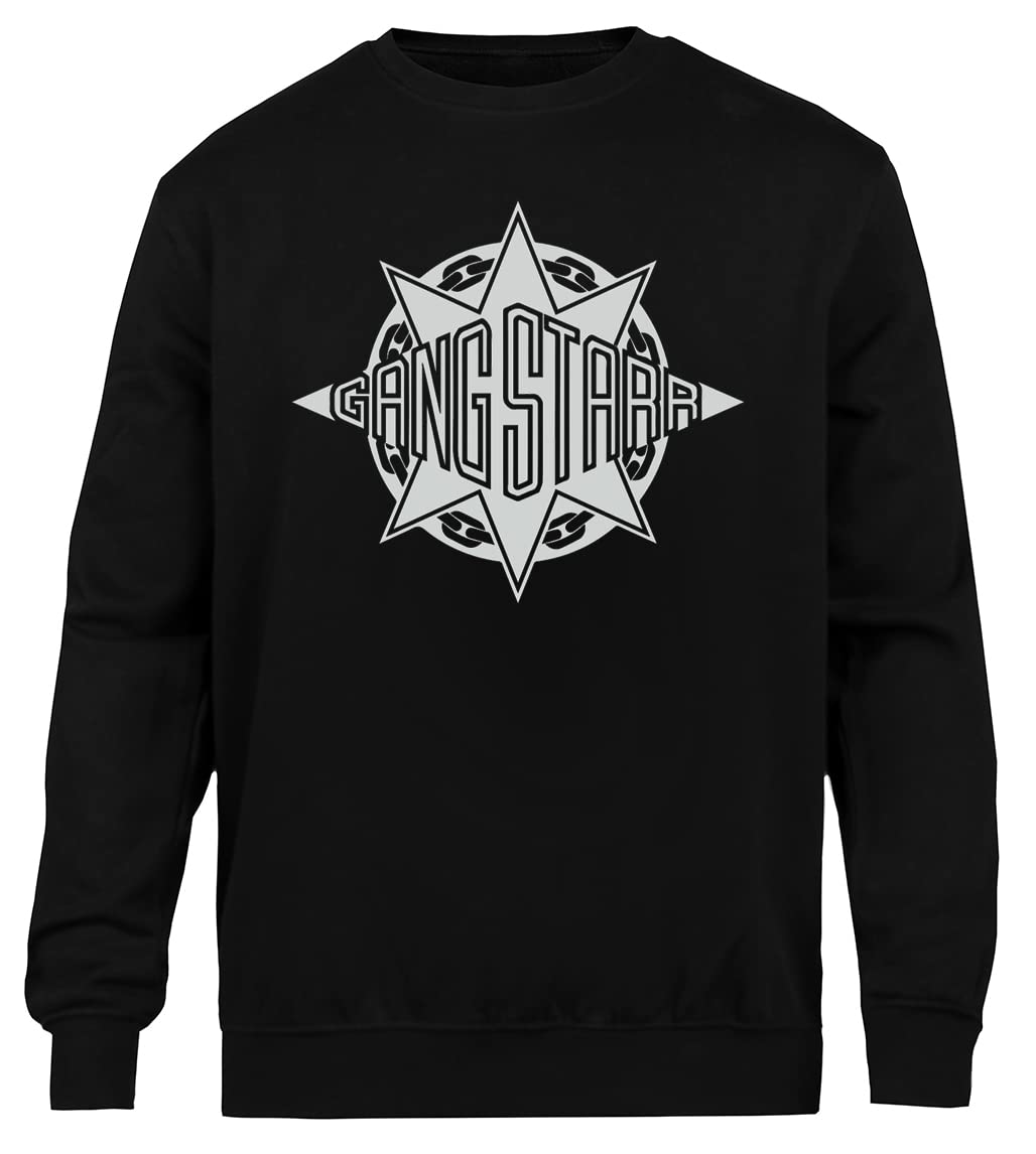 Gangstarr 90s Hip Hop Rap Felpa Nera Unisex Girocollo Eco-Friendly