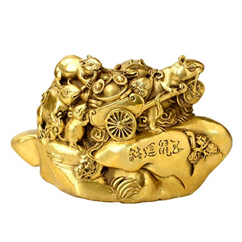 Statues de Rat Feng Shui en laiton pour attirer la richesse au bureau