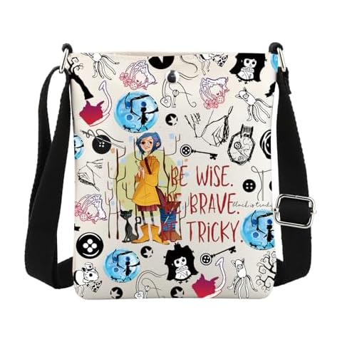 MBMSO Coraline Crossbody Bag Be Wise Be Brave Be Tricky Secret Door Thriller Cartoon Peripheral for Horror Movie Fans Gifts (Thriller Cartoon Crossbody) Cover