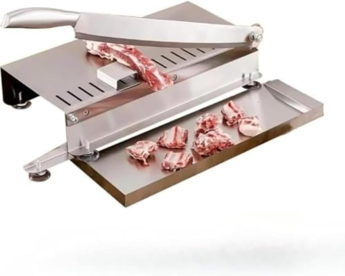 FiveLn 手動式 ミートスライサー 冷凍肉スライサー 小型 骨切り包丁 ミートスライサー ステンレス鋼製 卓上型 スライサー 手