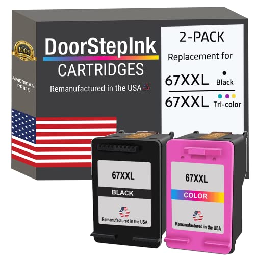 Doorstepink Remanufactured In The Usa Ink Cartridge Replacement For Hp 67Xxl 67 Xxl Black And Color Cartridges Combo 2 Pack For Printer Hp Deskjet 2724 2755 2755E 4155 Envy 6055 6075 6455 #TOP13