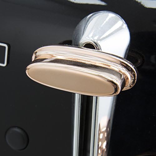 Tower Bottega T20017 4 Slice Stainless Steel Toaster with Variable Browning Control, Defrost and Reheat Settings, Black and Rose Gold
