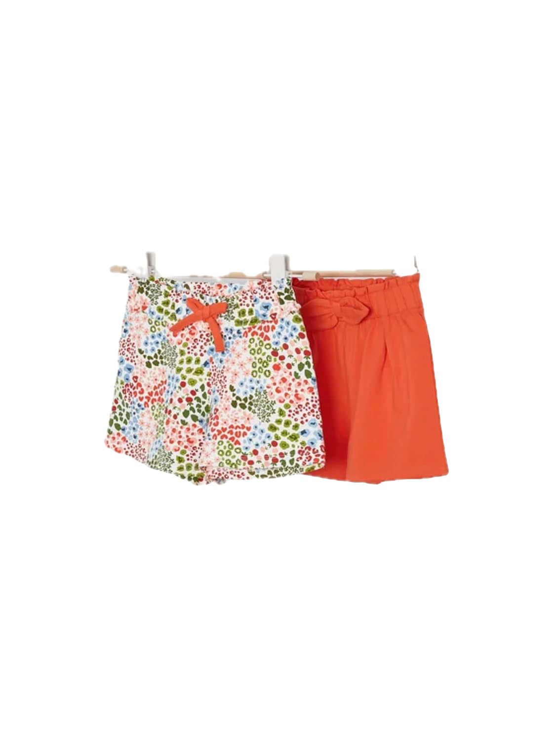 GENERICO Set 2 Shorts für Mädchen – Sommershorts mit Schleife, elastischer Bund – bequeme Kleidung für Freizeit, Urlaub und Sommeraktivitäten, Mädchen 3210