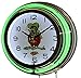 Rat Fink Nostalgic Green Double Neon Lighted Wall Clock Chrome