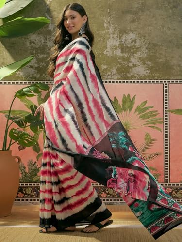 Image of SIRIL Women's Cotton Printed Saree With Unstitched Blouse Piece