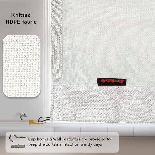 Image of HIPPO 230 GSM Outdoor Sun Blocking Balcony Loop Curtains Sun & UV Protection, Light Filtering 4.5FTX4.5FT Window Curtain (Arctic-White)
