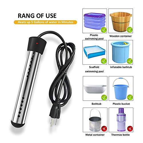 image for BOYZHE 1500W Immersion Heater, Portable Electric Submersible Instant H