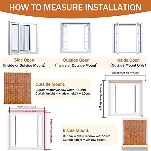Outdoor Bamboo Roller Blinds,Cordless Reed Blinds,Bamboo Roman Shades,20In~68In Wide Waterproof Anti-Uv Breathable Reed Curtain For Doors/Kitchen/Living Room/Porch (Size : 66X91Cm/26X36In) #TOP6