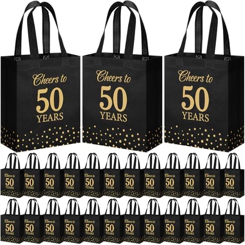 Supervitae 24 Cheers to 50 Years Gift Party Bags Medium Black and...