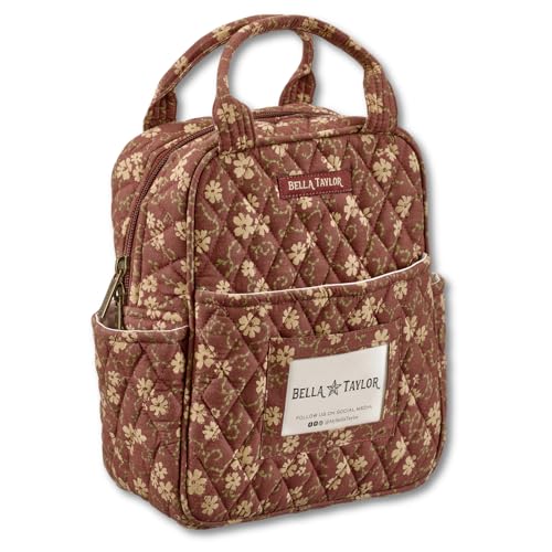 Bella Taylor Lunch Tote, Quilted Lunch Bag, Burgundy Floral