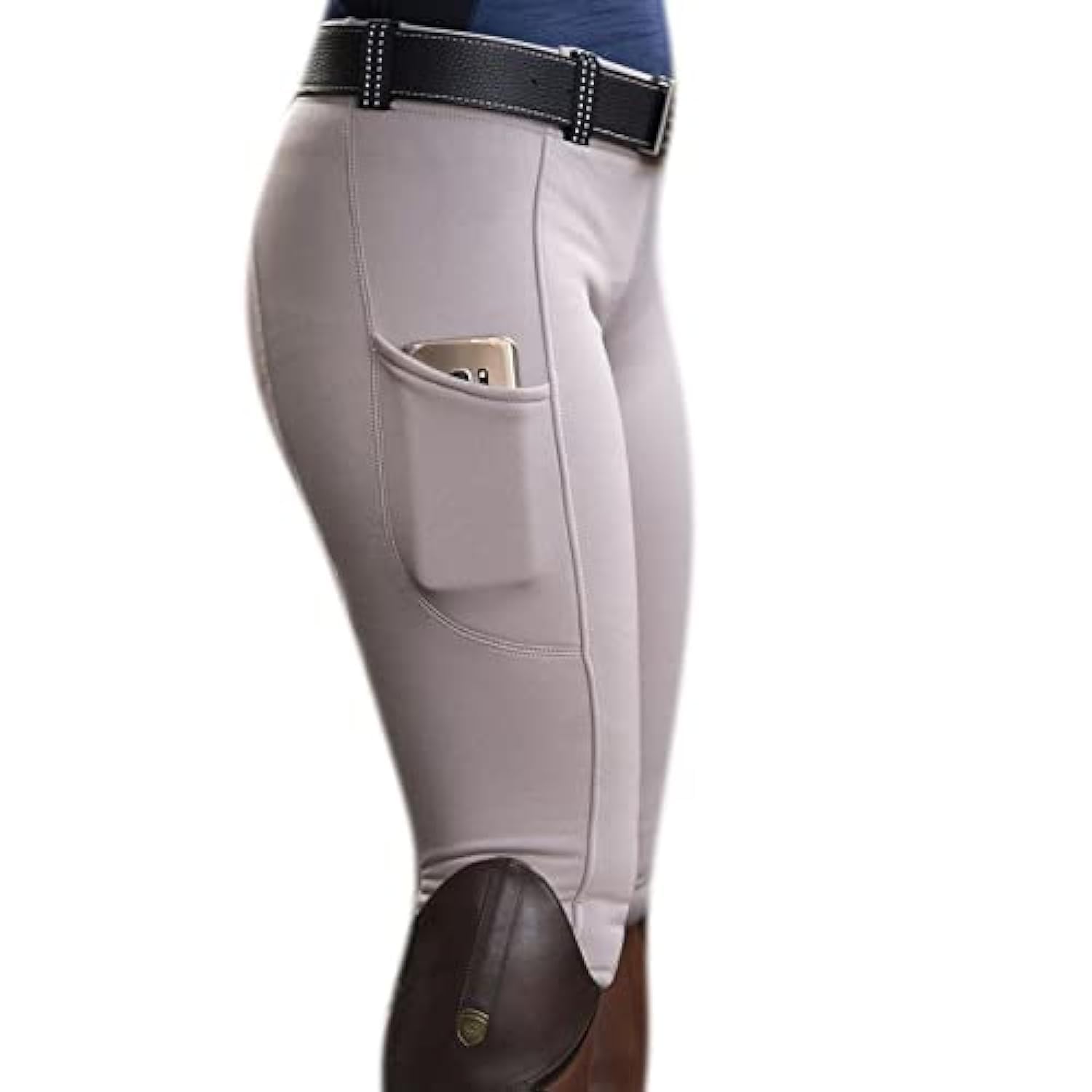 ARENVO Fashion Ladies Horse Riding Tights Elastic High Polyester Equestrian Pants for Women Horse Riding Sports Skinny Trousers,White,M