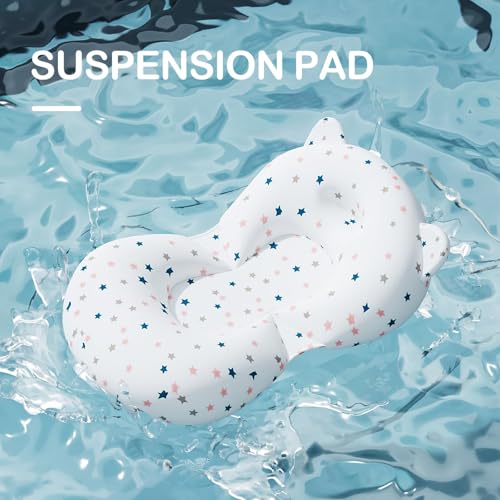 Image of Collapsible Baby Bathtub for Newborn with Real-time Temp Monitor + Soft Floating Cushion Durable Foldable Baby Tubs for Infants to Toddler, Portable Travel Bathtub with Drain Hole Grey