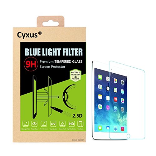 Cyxus [Blue Light Filter] UV Block [Tempered Glass] 9H Hardness Screen Protector for Apple iPad Mini 1 / iPad Mini 2 / iPad Mini 3 (7.9 inch) (fit all iPad Mini 1st/2nd/3rd Generation)