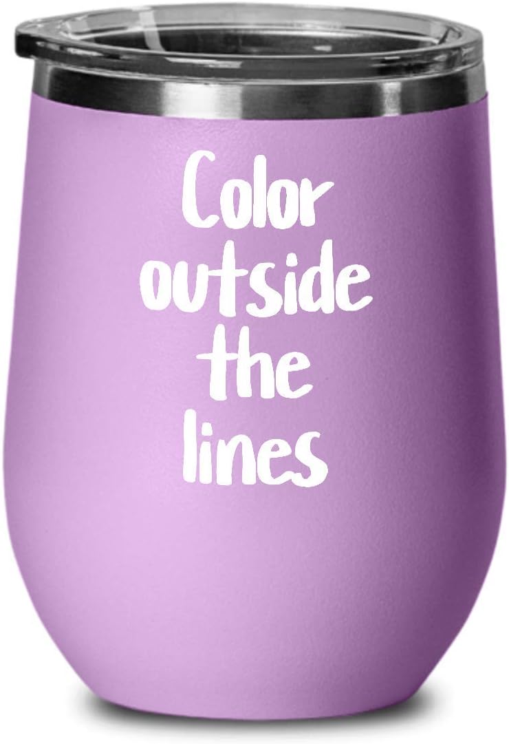 Artist Wine Tumbler Travel Cup Painter Creative Free Thinker Graphic Design Color Outside The Lines