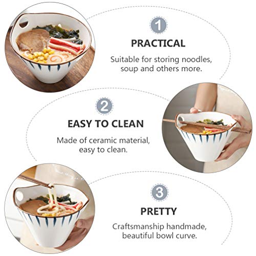 Tigela de cerâmica para ramos com pauzinhos para sopa de macarrão e sopa da Hemoton, recipiente para