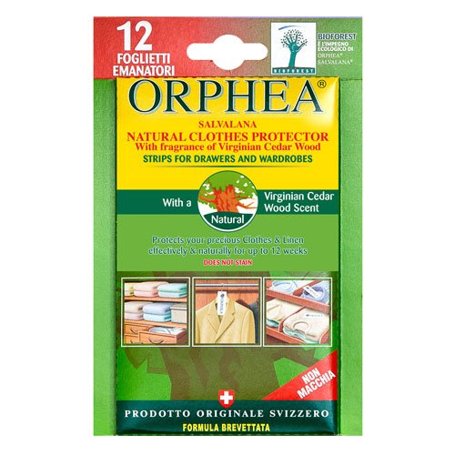 Orphea Cedar Wood 12 pcs Insects and Moth Repellent Strips for Drawers and Wardrobes I Swiss