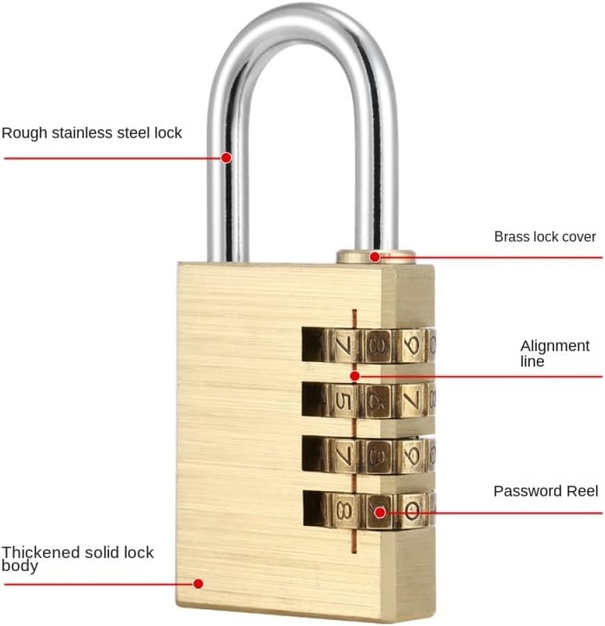 Code Padlock, Lock 4 Dial Digit Password Lock Metal Combination Padlock Password Locks Padlock Travel Safe Anti-Theft for Drawer File Cabinet Lock Locker Lock(C)