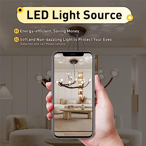 Cbhfmljd Modern Glass Globe Chandelier, 12 Lights Retro Wood Branch Tree Branch Light Ceiling Lamp Fixture High Ceiling Chandelier, Adjustable Hanging Lamp Farmhouse Chandeliers For Kitchen #TOP1