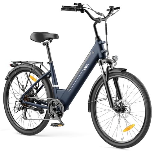 Touroll J2 ST 26'' E-Bike Herren Damen City Trekkingrad, 100km Reichweite, 250W Motor, Abnehmbarer Akku, E-Fahrrad mit 7-Gang-Getriebe, Pedelec Citybike EBike für Erwachsene