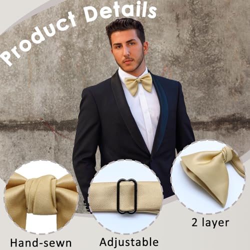 Image of Luckyvestir Oversized Bow Ties for Men, Pre Tied Clip on Men's Black Bowtie for Wedding Tuxedo Banquets Formal Wear
