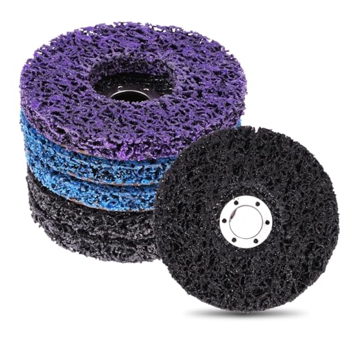 ONEVAN Discos CSD de 125 mm, disco de limpieza grueso, disco de desbaste, amoladora angular, accesorios para eliminar pintura y óxido (2 negros, 2 azules, 1 morado)