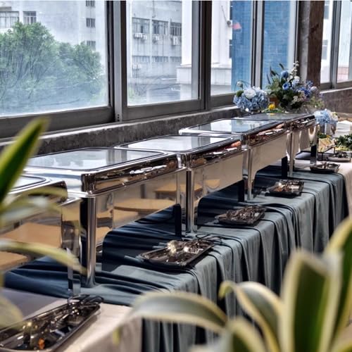 Set di scaldavivande in acciaio inox per servire, vassoi per buffet per eventi e ristoranti, ideali per condimenti e esposizione di cibo
