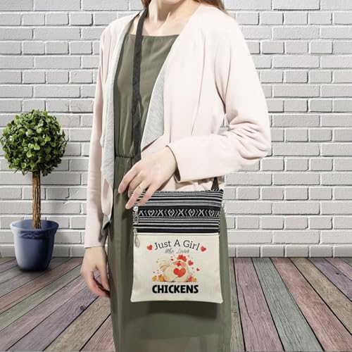 Just Love Chickens Messenger Bag Small Ethnic Pattern Printed Adjustable Strap Crossbody Zipper Bag Phone Bag Wallet Cute Shoulder Handbag for Chicken Lovers Women Friends3