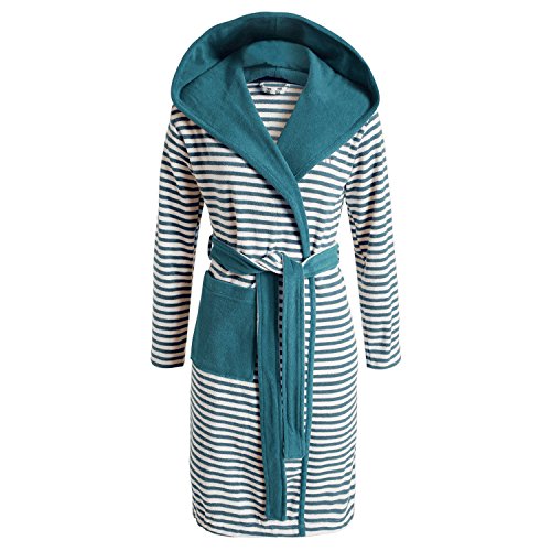 Preisvergleich Produktbild ESPRIT Bademantel Striped Aqua mit Kapuze Streifen Größe: S