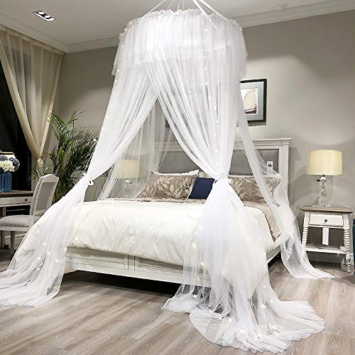 Asdfgh Encryption Double Layer Princess Bed Canopy, Thicken Kids Mosquito Netting Lace Dome Bed Canopy Netting Keeps Away Insects & Flies-G 200X200Cm(79X79Inch) #TOP4