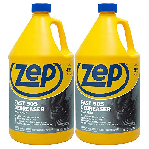 Zep Fast 505 Cleaner and Degreaser - 1 Gallon (Case of 2) ZU5051282 - Fast Acting Degreaser, Removes Oil, Grease, and Dirt from Tools, Decks, Grills, Plastic, and Even Grease-Stained Laundry