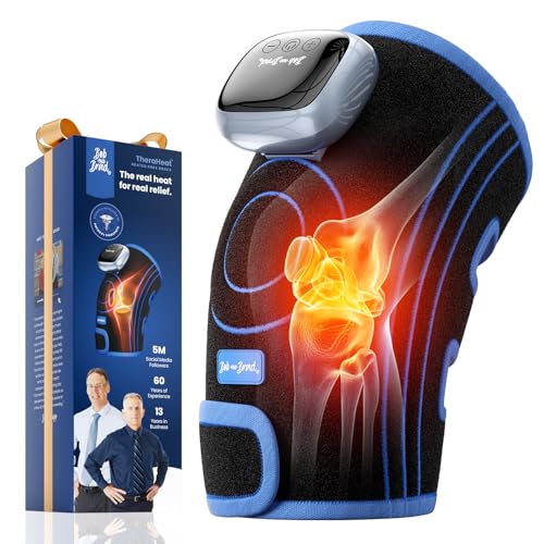 BOB AND BRAD Cordless Far Infrared Knee Heating Pad, Electric Heated Knee Brace for Pain Relief, Arthritis & Elbow Support, Battery Heating Wrap, Auto-Off, FSA-HSA Eligible, Gift for Family Seniors